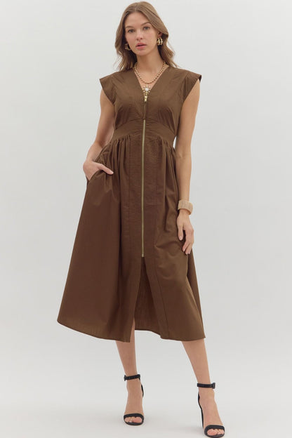 Isabella Midi Dress - Brown